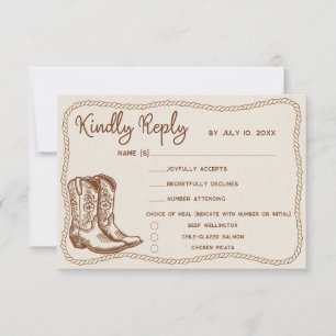 Cartons Réponse Bottes de cowboy occidentales Repas de mariage à l