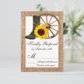 Cartons Réponse Boucles Burlap Cowboy Boots Wagon Wheel Tournesol  (Debout devant)