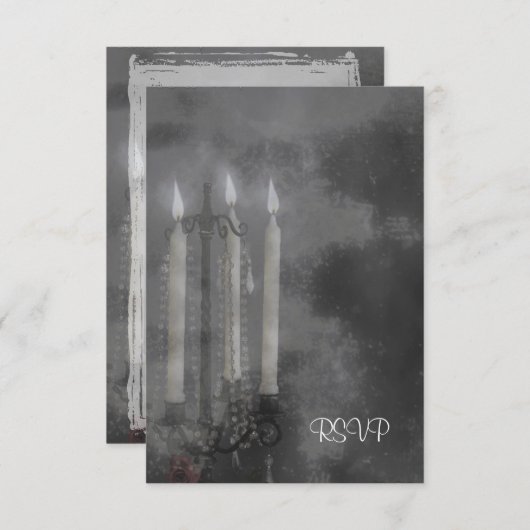 Cartons Réponse Bougie Gothique Lumière Rose ensemble Mariage (Devant / Derrière)
