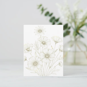 Cartons Réponse Bouquet de Cosmos Délicat Ligne d'Art Grâce