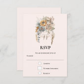 Cartons Réponse Bouquet de fleurs Boho en Mariage couleur neutre (Devant / Derrière)