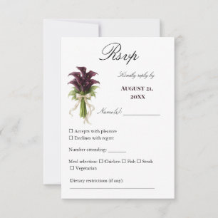 Cartons Réponse Bouquet de mariage au lys calla burgundy avec ruba