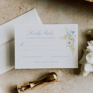 Cartons Réponse Bouquet de mariage jaune beurre et bleu bébé