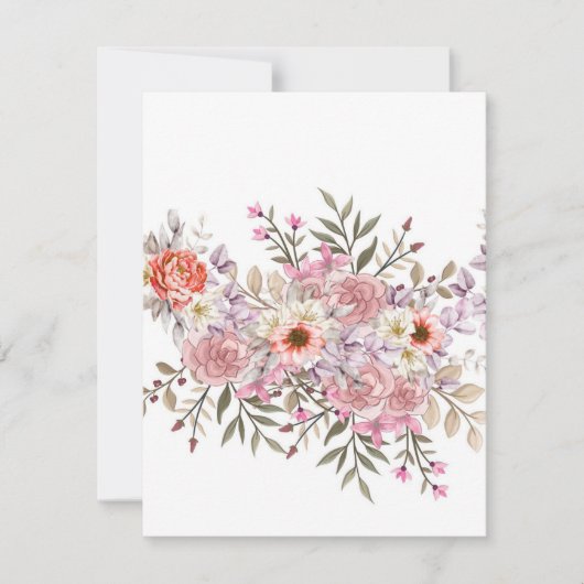 Cartons Réponse Bouquet de mariage rose (Devant)