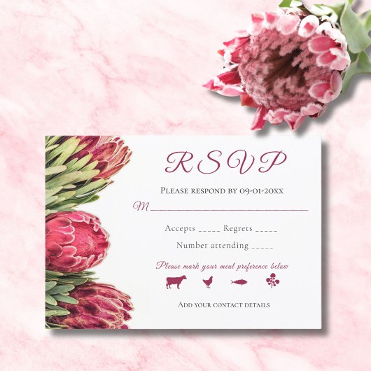 Cartons Réponse Bouquet de protéines roses tropicales Mariage R
