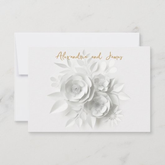 Cartons Réponse Bouquet de roses blanches de mariage (Devant)