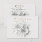 Cartons Réponse Bouquet de roses blanches de mariage (Devant / Derrière)
