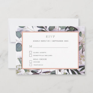 Cartons Réponse Bouquet Eucalyptus avec mariage rose à la frontièr