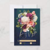 Cartons Réponse Bouquet floral romantique Emerald Green Mariage or (Devant)