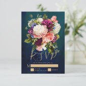 Cartons Réponse Bouquet floral romantique Emerald Green Mariage or (Debout devant)