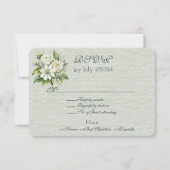 Cartons Réponse Bouquet Mariage vert blanc (Devant)