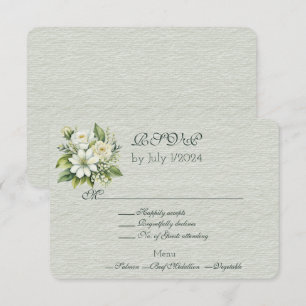 Cartons Réponse Bouquet Mariage vert blanc