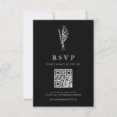 Cartons Réponse Bouquet minimal noir Mariage de code QR (Devant)