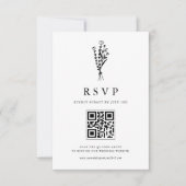 Cartons Réponse Bouquet minimal noir Mariage de code QR (Devant)