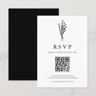 Cartons Réponse Bouquet minimal noir Mariage de code QR