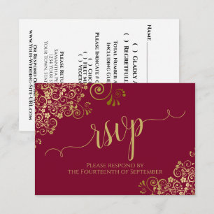 Cartons Réponse Bourgogne Bordeaux & Broderie Calligraphique Maria