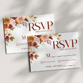 Cartons Réponse Bourgogne Brown Automne Automne Mariage élégant