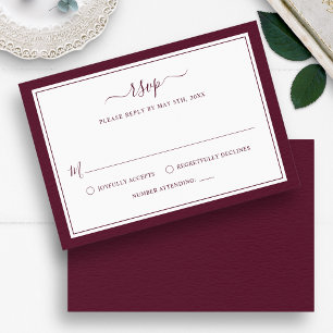 Cartons Réponse Bourgogne Élégant Minimaliste Bordure Script Maria