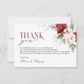 Cartons Réponse Bourgogne et Merci Mariage rose pâle (Devant)