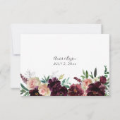 Cartons Réponse Bourgogne et rose clair Blush Floral no Repas (Dos)