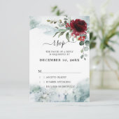 Cartons Réponse Bourgogne Floral Hiver mariage (Debout devant)