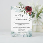 Cartons Réponse Bourgogne Floral Hiver mariage (Debout devant)