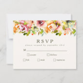 Cartons Réponse Bourgogne Floral Mariage Choix de repas (Devant)