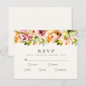 Cartons Réponse Bourgogne Floral Mariage Choix de repas (Devant / Derrière)