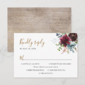 Cartons Réponse Bourgogne Nuptiale Élégante avec Options de Repas (Devant / Derrière)