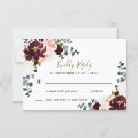 Bourgogne Rouge Bleu rose et or Mariage Floral