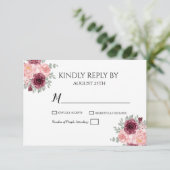 Cartons Réponse Bourgogne Rouge vert Mariage d'aquarelle florale (Debout devant)