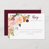 Cartons Réponse Bourgogne safran Blush Mauve Corner Bouquet (Devant / Derrière)