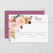 Cartons Réponse Bourgogne safran Blush Mauve Rustic Corner Bouquet (Devant / Derrière)