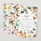 Cartons Réponse Bouteilles Fleurs sauvages  Mariage floral (Devant / Derrière)