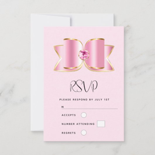 Cartons Réponse Bow en verre rose avec Mariage en pierre angulaire (Devant)