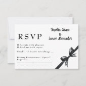 Cartons Réponse Bow noir et blanc | Mariage élégant | Monochrome (Devant)