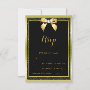 Cartons Réponse Bow or glamour et Parties scintillant noire