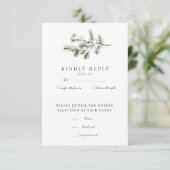 Cartons Réponse Branche de pin | Mariage forestier d'hiver (Debout devant)