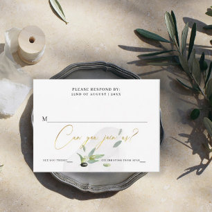 Cartons Réponse Branche d'olive botanique Calligraphie élégante en