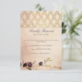 Cartons Réponse Branche d'olive italienne chic et treillis d'or (Debout devant)