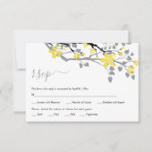 Cartons Réponse Branche grise avec fleurs jaunes mariage floral (Devant)