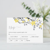 Cartons Réponse Branche grise avec fleurs jaunes mariage floral (Debout devant)