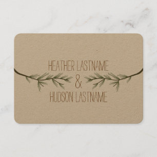 Cartons Réponse Branches à feuillage persistant Rustic Mariage R.S