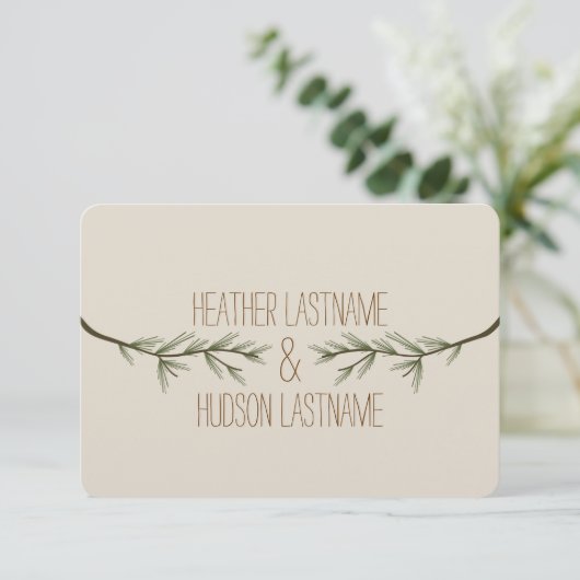 Cartons Réponse Branches à feuillage persistant Rustic Mariage R.S (Debout devant)