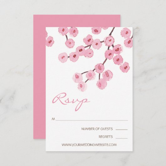 Cartons Réponse Branches de fleurs de cerisier d'aquarelle (Devant / Derrière)