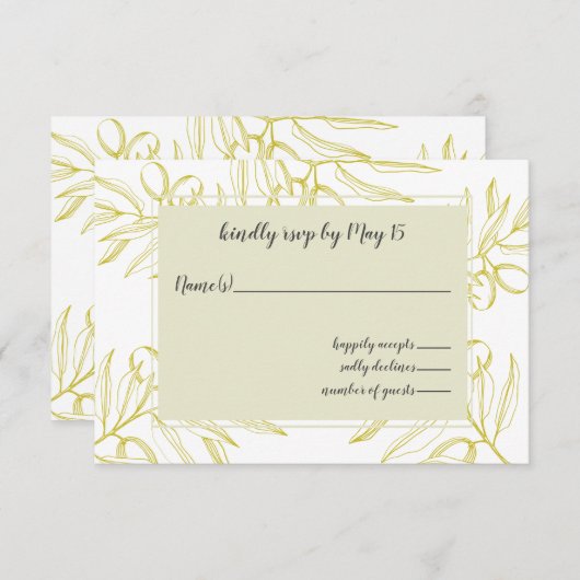 Cartons Réponse Branches d'olivier Nature Verdure Mariage botaniqu (Devant / Derrière)