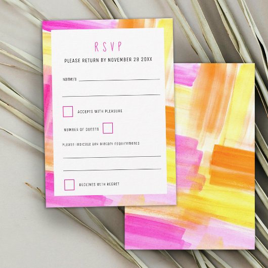 Cartons Réponse Bright abstract art pink yellow wedding