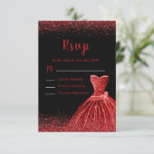 Cartons Réponse Bright Red Dress Faux Glitter Quinceanera (Debout devant)