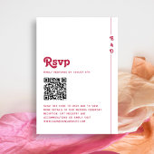 Cartons Réponse Bright Retro Hot Pink Monogramme Mariage QR Code