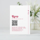 Cartons Réponse Bright Retro Hot Pink Monogramme Mariage QR Code (Debout devant)
